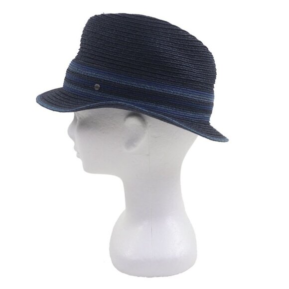 Hermes Raffia Serie Button Medium Fold Hat Straw Hat Navy Blue 58 main image 7
